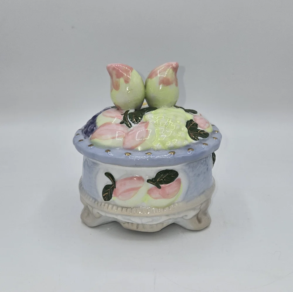 Vintage Peach Porcelain Trinket Dish Made In China‎